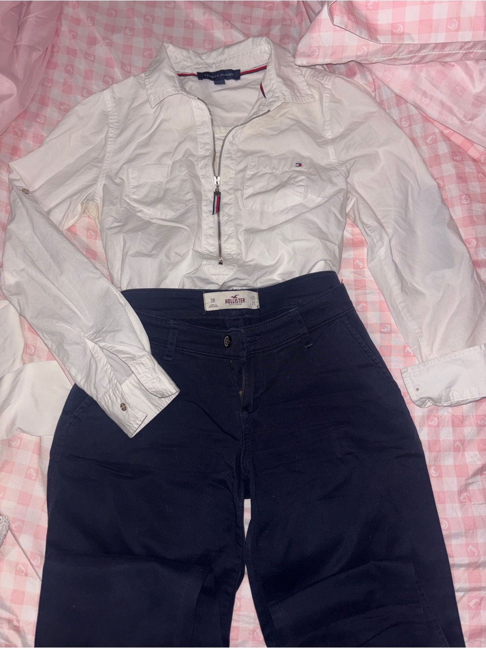 Hollister Navy Straight Leg Pants
